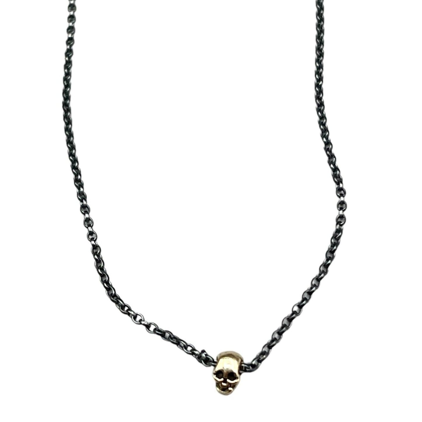 14 kt gull SKULL hálsmen