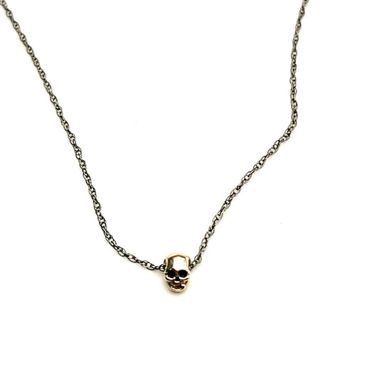14 kt gull SKULL hálsmen